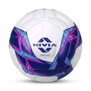 Nivia Mercury Football/PU Leather/Power Stitched Football/12 Panel/Match Ball/Size - 5 (White/Blue)