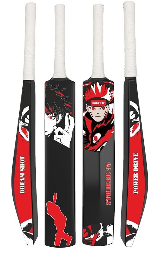 Bodyfit Cricket Bat, Power Drive Striker Series,Anime-Themed Cricket Bat, Black Design, Full Size.