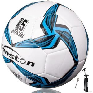 Senston Size 5 Soccer Football with Pump – Official Match & Training Ball for Youth & Kids | White | Durable & Lightweight Practice Ball