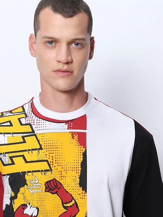 DC Merchandise Flash Men's 100% Cotton Graphic Print Oversized Fit Round Neck T-Shirt - Image 4