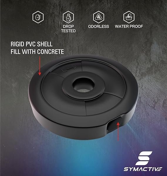 Amazon Brand - Symactive Pvc 10 Kg Adjustable Dumbbells Fitness Kit For Full Body Workout (2.5 Kg X 4 Pvc Weight, 14'' Dumbbell Rods Pair&Nuts),Black - Image 3