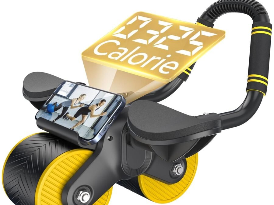 Halohop AB Roller Wheel With Calorie Record Counting Exercise Wheel For Abdominal Core Strength Training, Automatic Rebound,Premium Abdominal AB Roller With Phone Holder For Men Women,Black