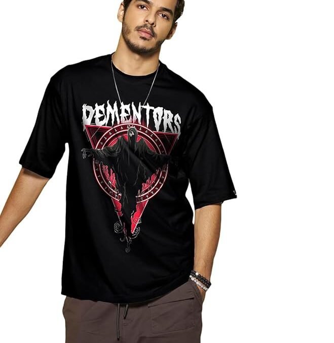 NB Sports Official Harry Potter Merchandise Men's Graphic Printed Oversized Fit Half Sleeve Round Neck Cotton Jersey T-Shirt