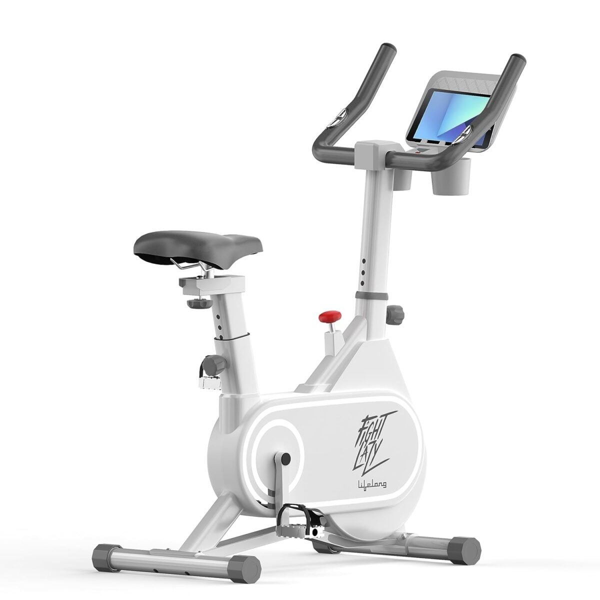 Lifelong LLSBB49 Fit Pro Spin Fitness Bike – Upright Stationary Exercise Bike with 7 kg Flywheel, Adjustable Resistance, LCD Monitor & Heart‑Rate Sensor | White