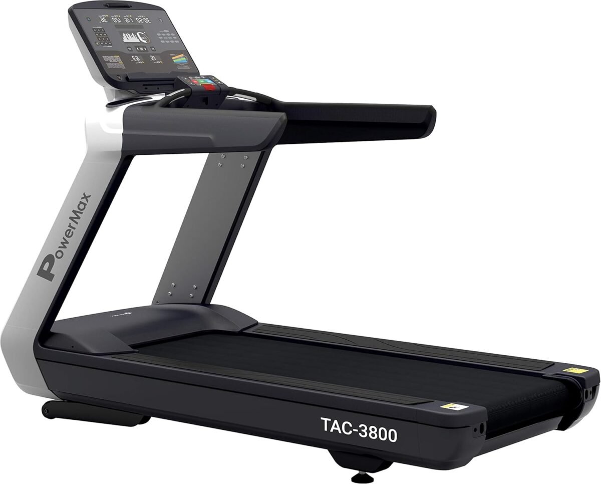 PowerMax Fitness TAC-3800 Commercial Motorized Treadmill | 4HP (6HP Peak) AC Motor | Automatic Incline | Free Installation Assistance | Heavy Duty Running Machine for Gym & Home Use
