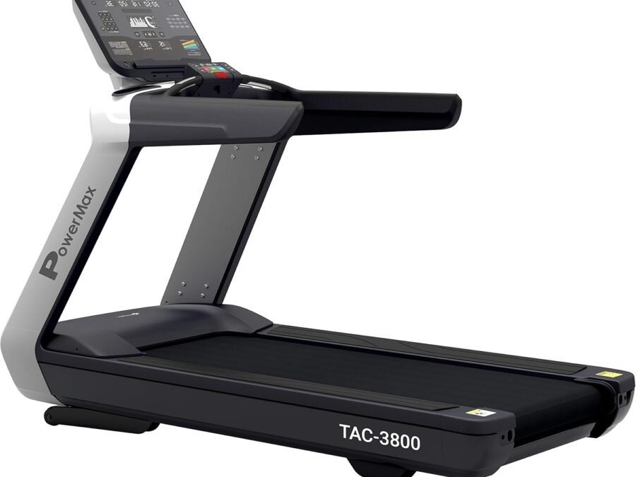 PowerMax Fitness TAC-3800 Commercial Motorized Treadmill | 4HP (6HP Peak) AC Motor | Automatic Incline | Free Installation Assistance | Heavy Duty Running Machine for Gym & Home Use
