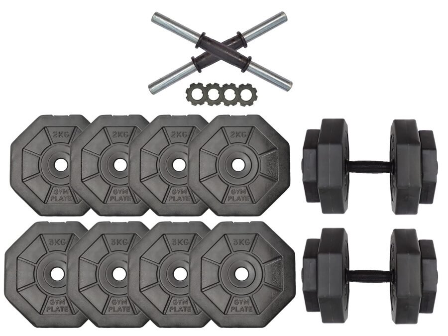 StarX 20Kg Hexa Shape PVC Dumbbells Set (Black) | Fixed Weight Dumbbells for Home Gym & Fitness Training | Anti-Roll Design | Durable & Floor-Friendly