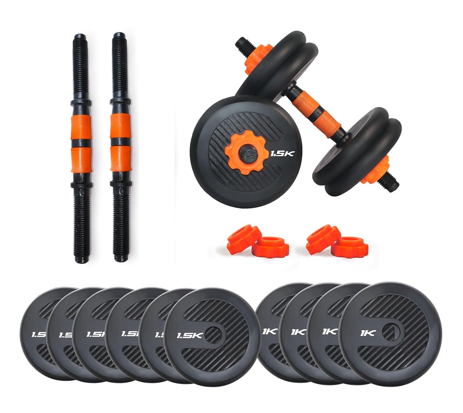 WATSON Premium Rubber Dumbbell Set – 13Kg Adjustable Weights (1Kg x 4, 1.5Kg x 6) with 14" Hard PVC Dumbbell Rods | Home Gym Dumbbells for Men & Women | Strength & Fitness Training - Image 2