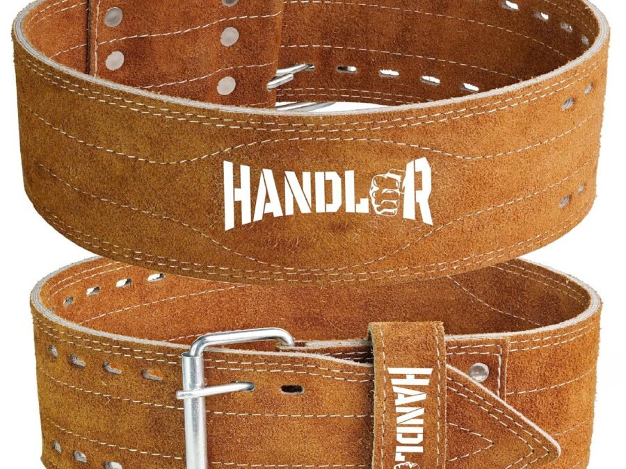 Handler 100% All Leather Powerlifting Gym Belt – 5.5mm Thick Weight Lifting Belt for Men & Women – Brown (Medium) – Professional Weight Training Belt for Heavy Workouts & Back Support