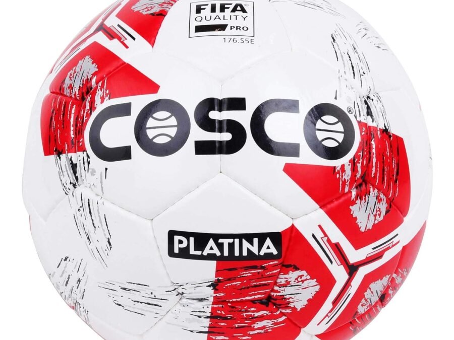 Cosco Platina Leather Men’s Football – Size 5 (White/Red) | Durable Match & Training Football for All Ground Types | Synthetic Leather Soccer Ball for Adults & Teens