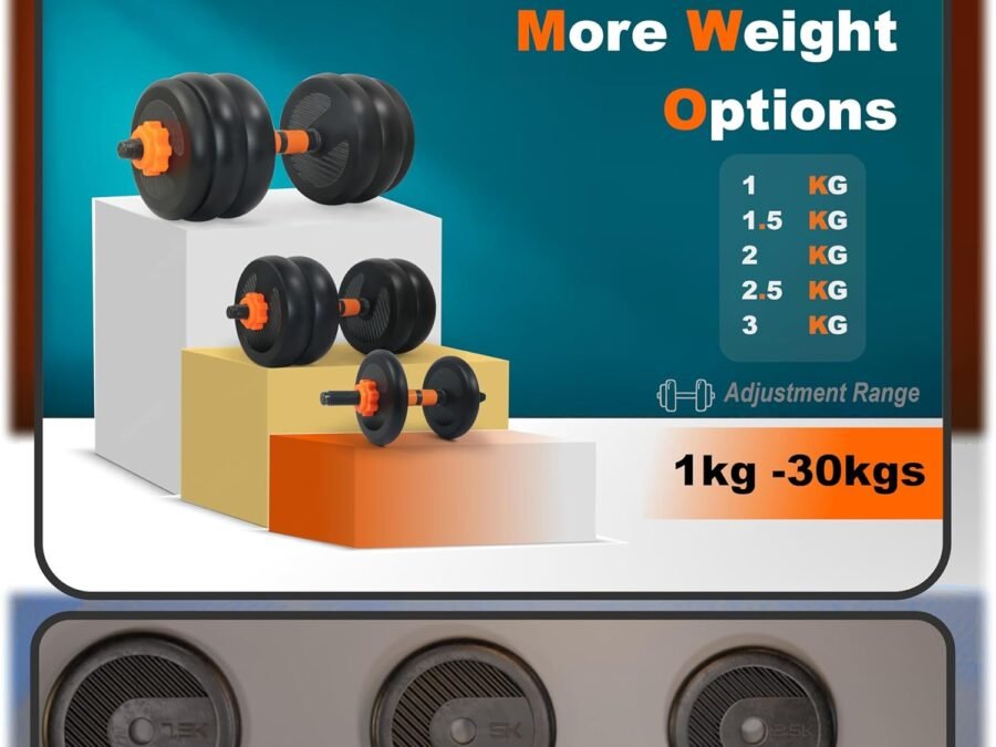 WATSON Premium Rubber Dumbbell Set – 13Kg Adjustable Weights (1Kg x 4, 1.5Kg x 6) with 14" Hard PVC Dumbbell Rods | Home Gym Dumbbells for Men & Women | Strength & Fitness Training