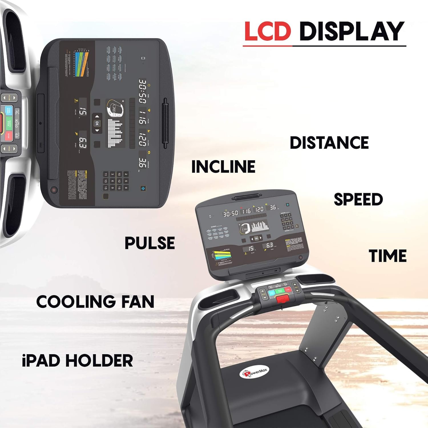 PowerMax Fitness TAC-3800 Commercial Motorized Treadmill | 4HP (6HP Peak) AC Motor | Automatic Incline | Free Installation Assistance | Heavy Duty Running Machine for Gym & Home Use - Image 3