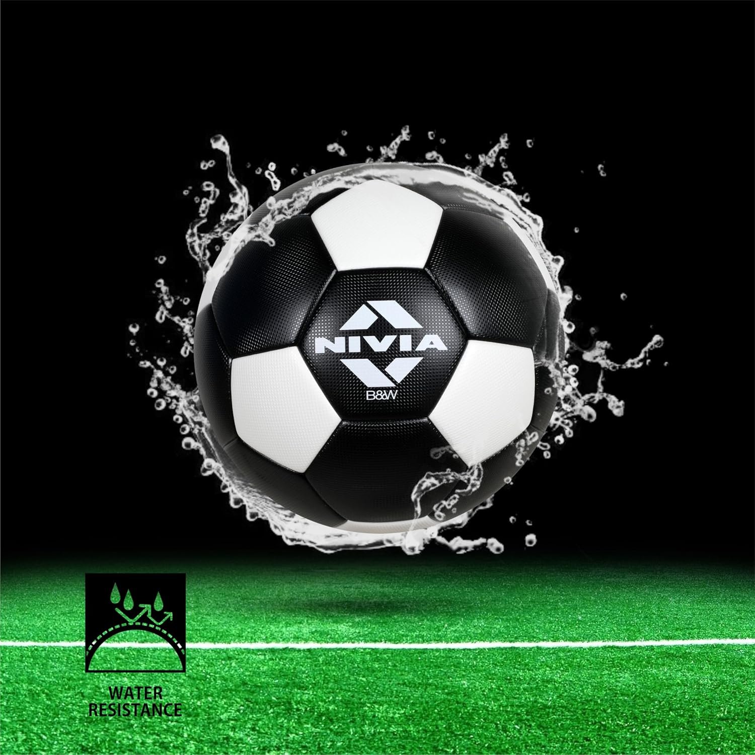 Nivia B&W Thermobond Football – Size 5 | 32 Panel Design | Black | Football for Men & Women | Suitable for Soft, Wet & Hard Ground | Match & Training Ball for All Weather Play - Image 4