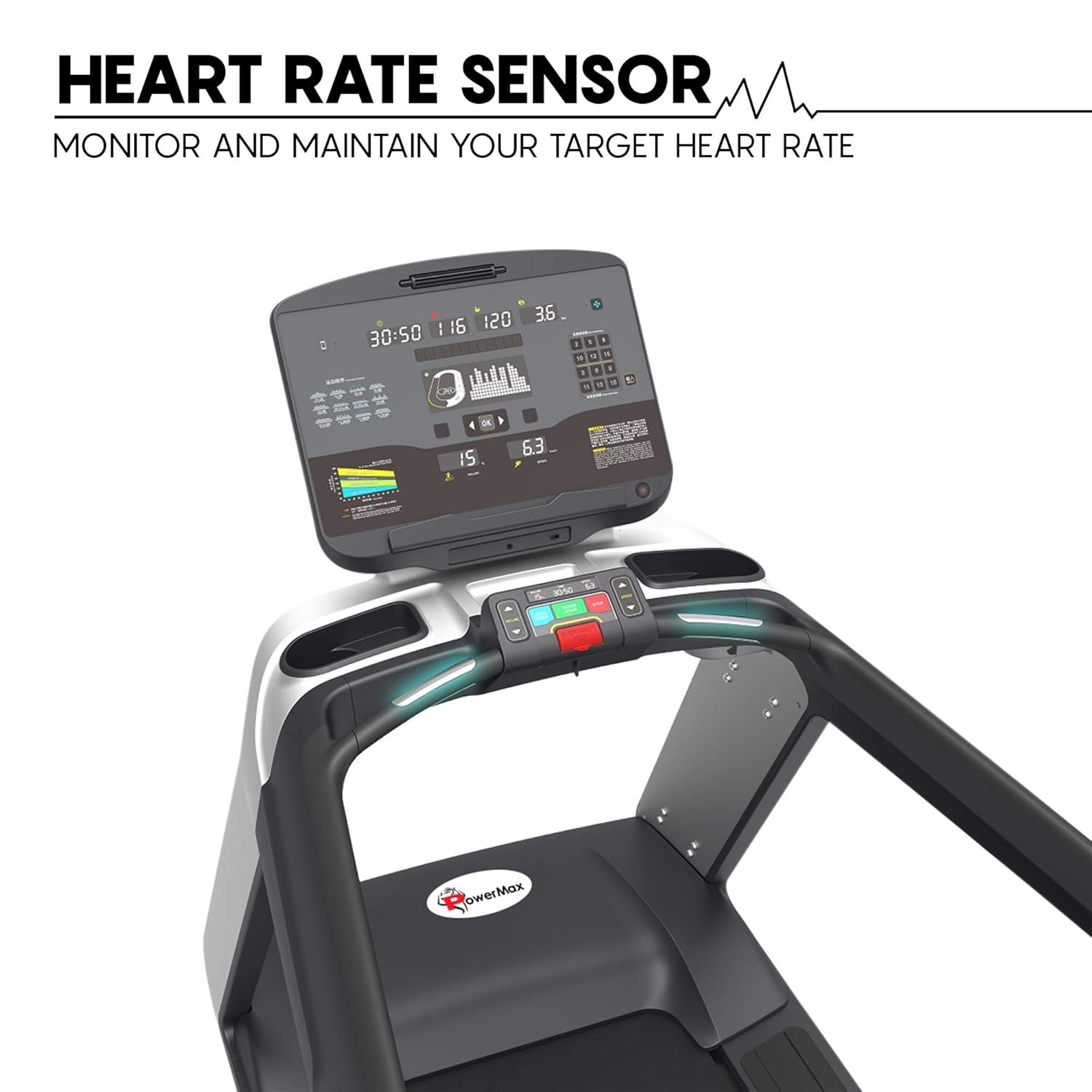 PowerMax Fitness TAC-3800 Commercial Motorized Treadmill | 4HP (6HP Peak) AC Motor | Automatic Incline | Free Installation Assistance | Heavy Duty Running Machine for Gym & Home Use - Image 5