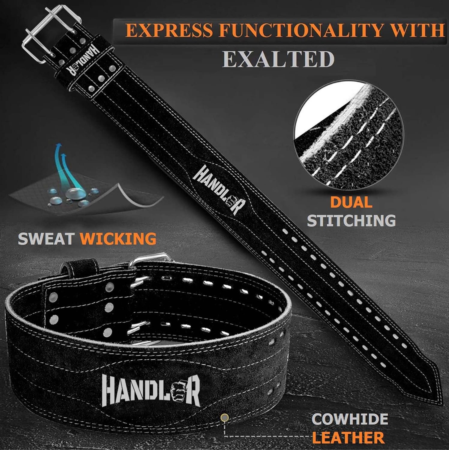 Handler 100% All Leather Powerlifting Gym Belt – 5.5mm Thick Weight Lifting Belt for Men & Women – Brown (Medium) – Professional Weight Training Belt for Heavy Workouts & Back Support - Image 8