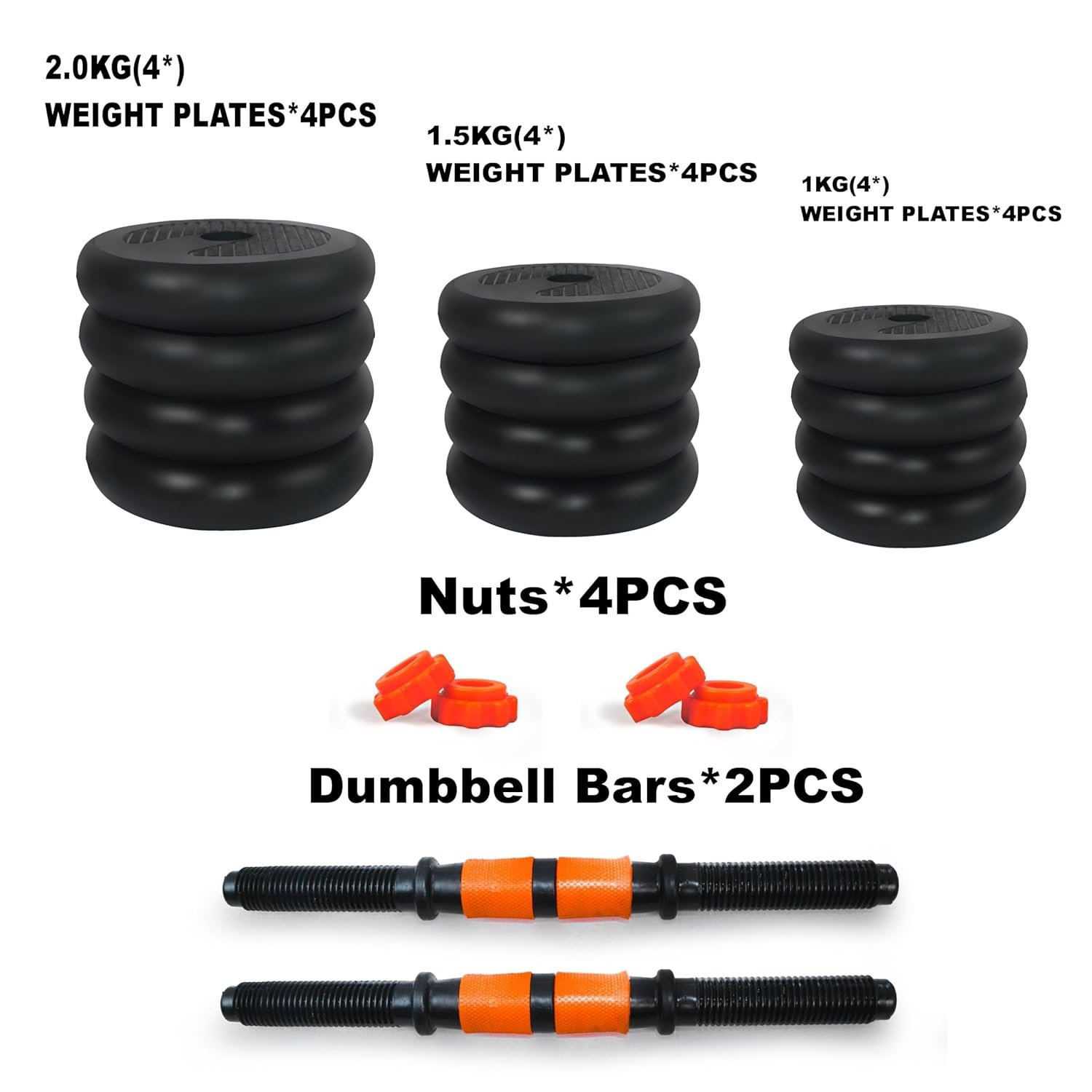 WATSON Premium Rubber Dumbbell Set – 13Kg Adjustable Weights (1Kg x 4, 1.5Kg x 6) with 14" Hard PVC Dumbbell Rods | Home Gym Dumbbells for Men & Women | Strength & Fitness Training - Image 9