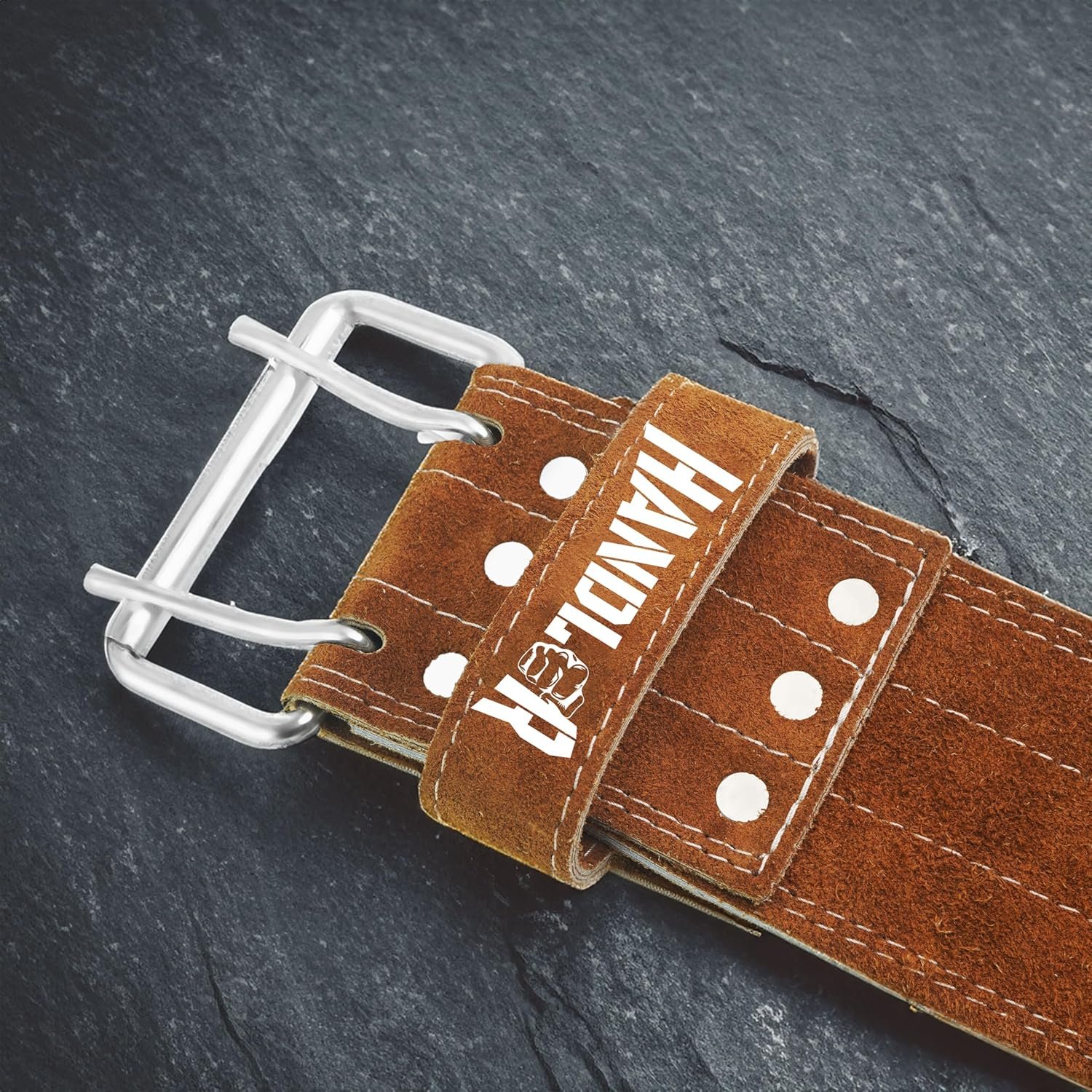 Handler 100% All Leather Powerlifting Gym Belt – 5.5mm Thick Weight Lifting Belt for Men & Women – Brown (Medium) – Professional Weight Training Belt for Heavy Workouts & Back Support - Image 9