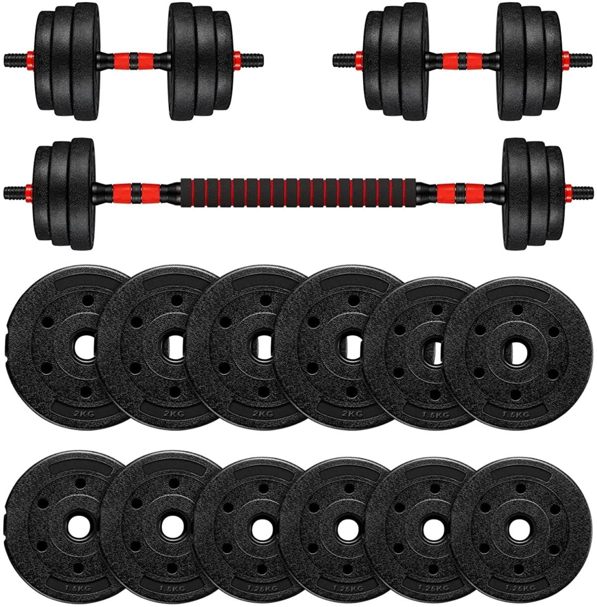 Adjustable Dumbbell Set 30KG – Free Weight Barbell Dumbbells Combo | 2-in-1 Convertible Heavy Dumbbell Set for Men & Women | 10KG/15KG/20KG Options | Home Gym Weight Training Equipment
