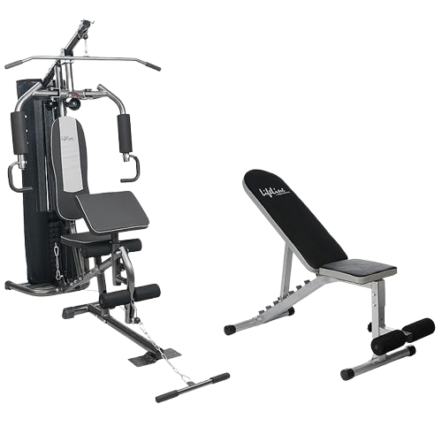 Lifeline Fitness HG-005 Multi-Function Home Gym Machine with LB-311 Adjustable 8-Level Bench | All-in-One Home Workout Combo Set | Full Body Strength Training | Gym Equipment for Home (Without Installation)