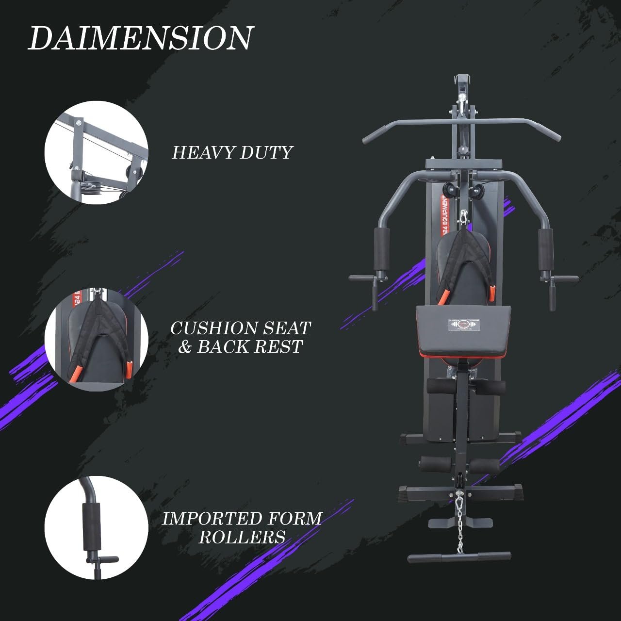 GYM24 EQUIPMENTS 25-in-1 Multi-Function Home Gym Machine | 72kg Weight Stack | Adjustable Full-Body Workout Station | Ergonomic Design | Strength Training Equipment for Home Use - Image 4