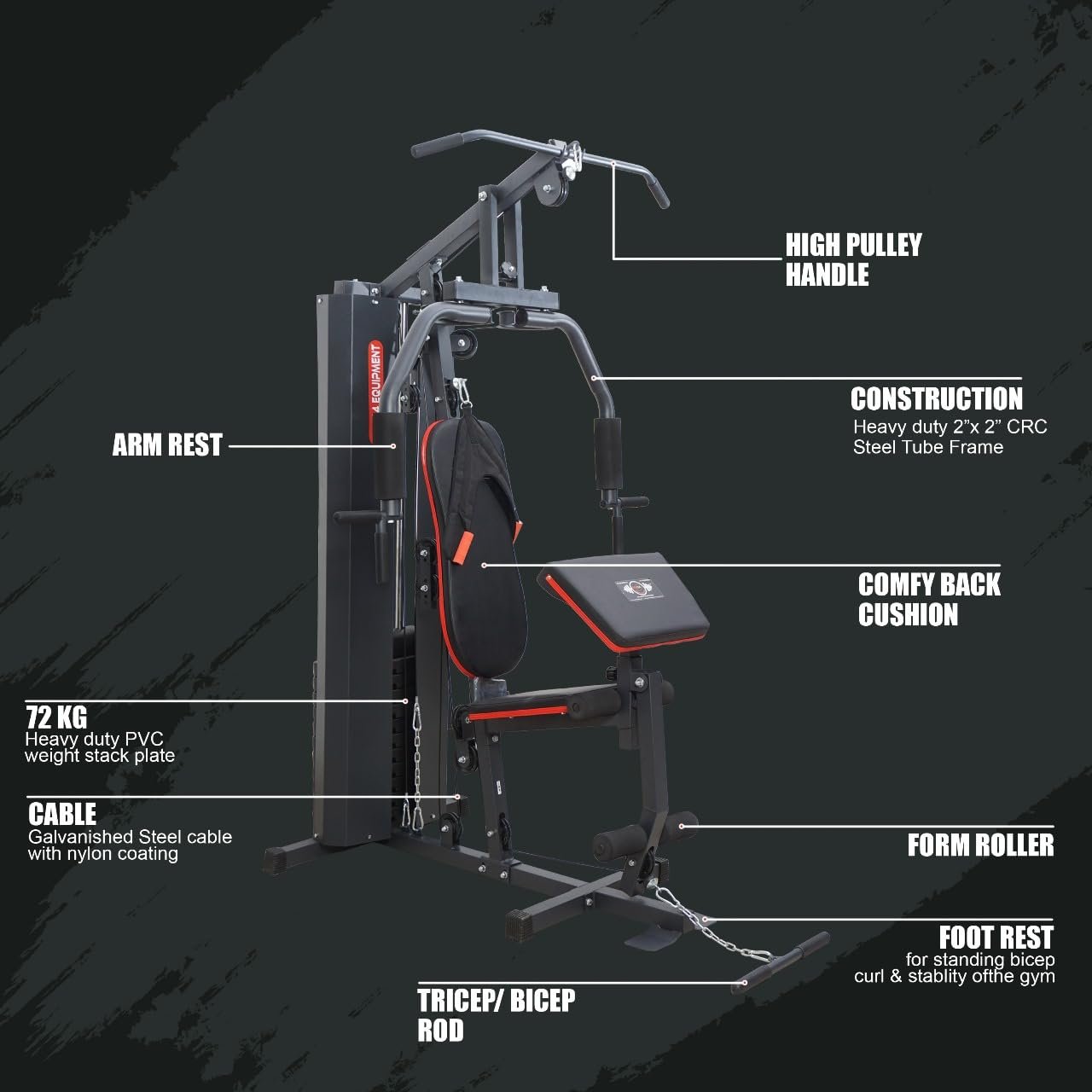 GYM24 EQUIPMENTS 25-in-1 Multi-Function Home Gym Machine | 72kg Weight Stack | Adjustable Full-Body Workout Station | Ergonomic Design | Strength Training Equipment for Home Use - Image 2