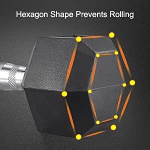 FIRE FLY Rubber Hex Dumbbells Pair – 2.5kg to 30kg Free Weights for Men | Anti-Roll Dumbbell Set with Wrist Wraps | Home Gym Strength Training Equipment for Biceps, Chest Press & Full Body Workouts - Image 5